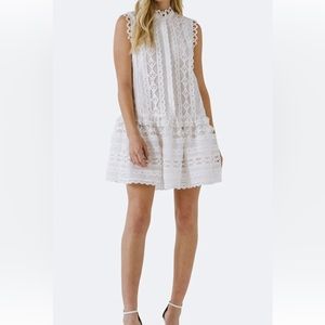 Endless Rose Lace Mini Dress Small - White
